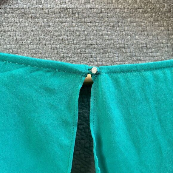 Meadow Rue 6 Blouse Green-Blue Square-neck Tank Ruffles Open Back Flutter Anthro - Picture 9 of 12